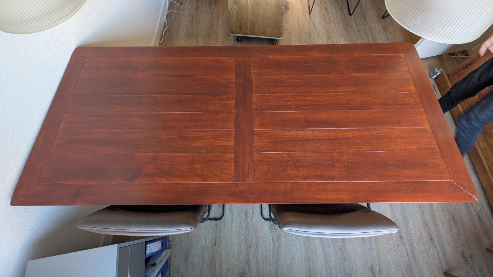 Mooie massief houten tafel eettafel kleur kersen, Ophalen, Gebruikt, 50 tot 100 cm, Vijf personen of meer