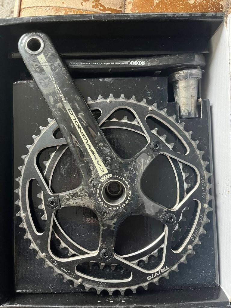 Campagnolo Record Crankset, Fietsen en Brommers, Fietsonderdelen, Crankstel of Pedalen, Campagnolo, Ophalen of Verzenden, Zo goed als nieuw