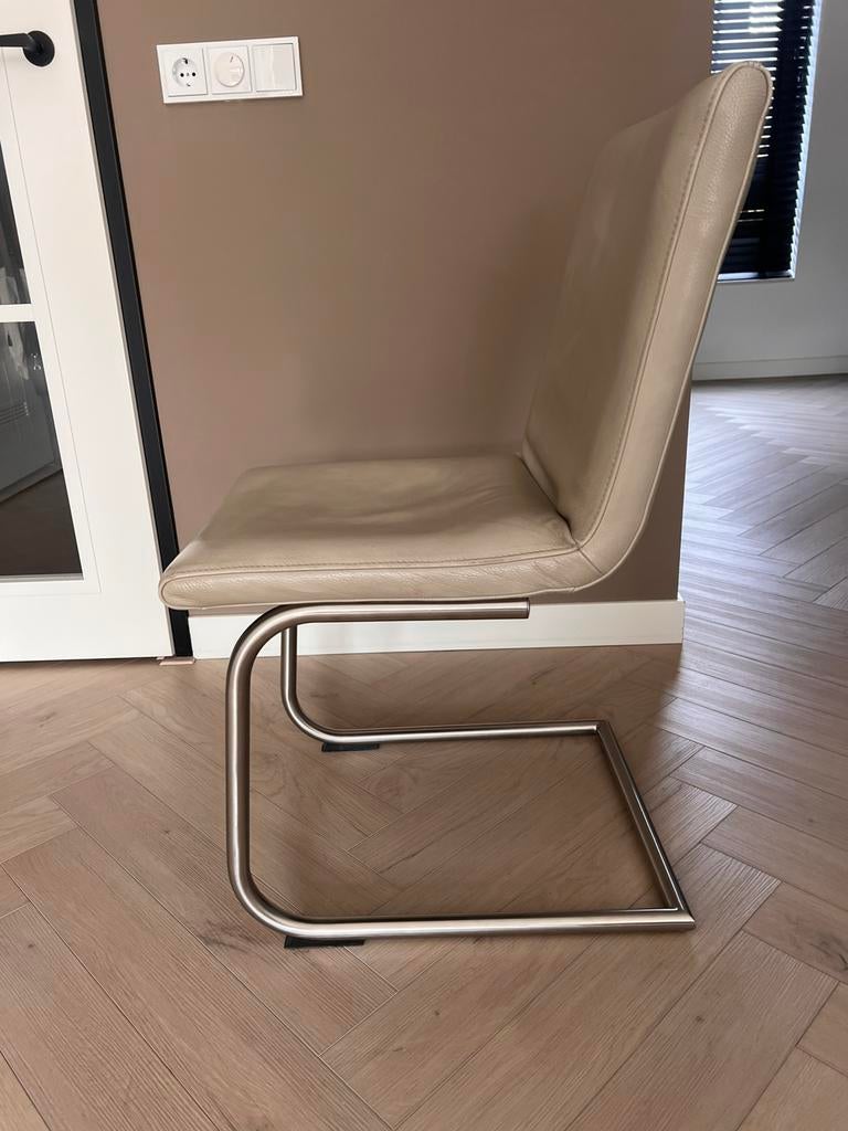 4 eetkamerstoelen leer, Ophalen, Gebruikt, Leer, Vier