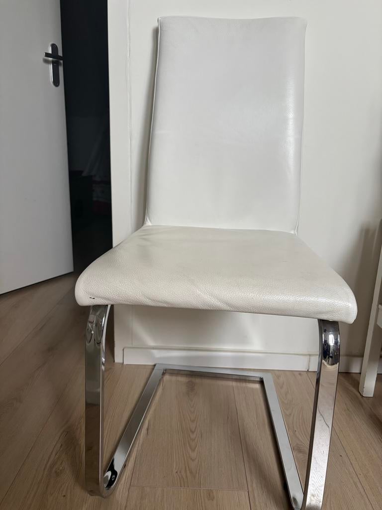 Stoel | eettafel stoel, Huis en Inrichting, Stoelen, Ophalen, Gebruikt, Wit, Leer