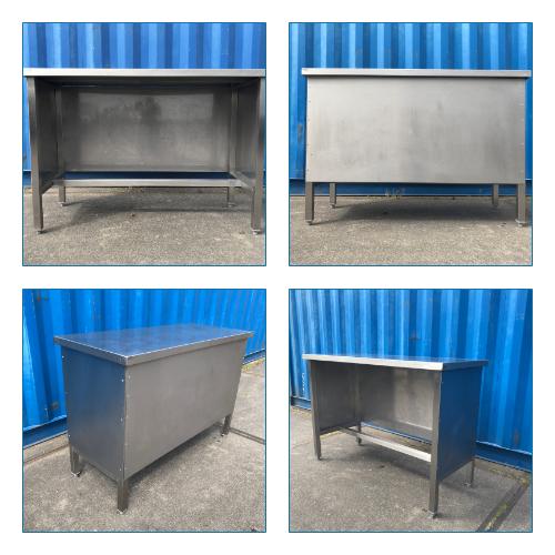 RVS smalle werktafel / rvs toonbank / rvs balie-133/55,5/h92, Ophalen, Gebruikt