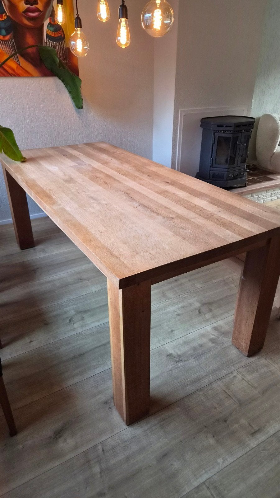 Eikenhouten eettafel met bankje, Huis en Inrichting, Ophalen, Gebruikt, Eikenhout, 50 tot 100 cm