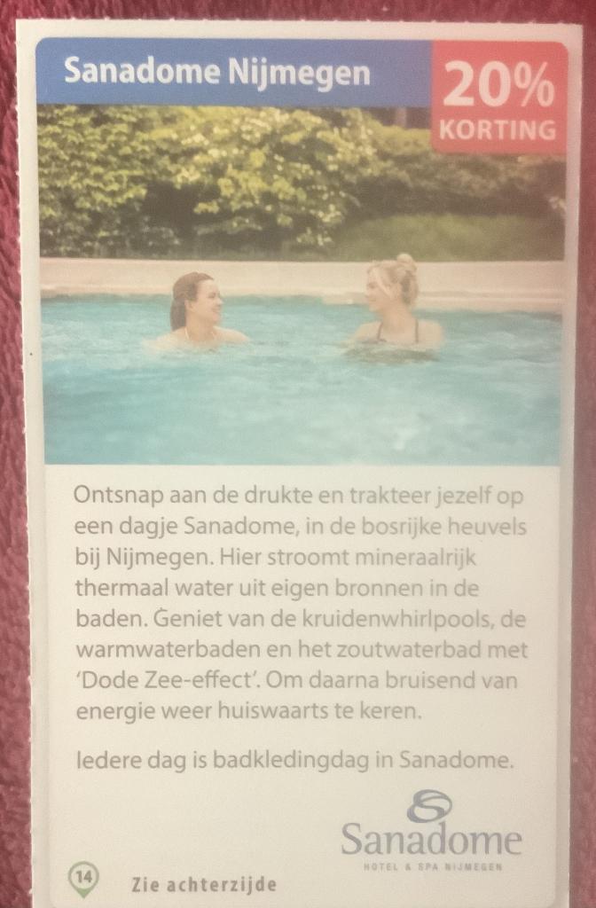Sauna Sanadome Nijmegen Voordeelbon, Tickets en Kaartjes, Kortingen en Cadeaubonnen, Drie personen of meer, Kortingsbon, Spa of Sauna