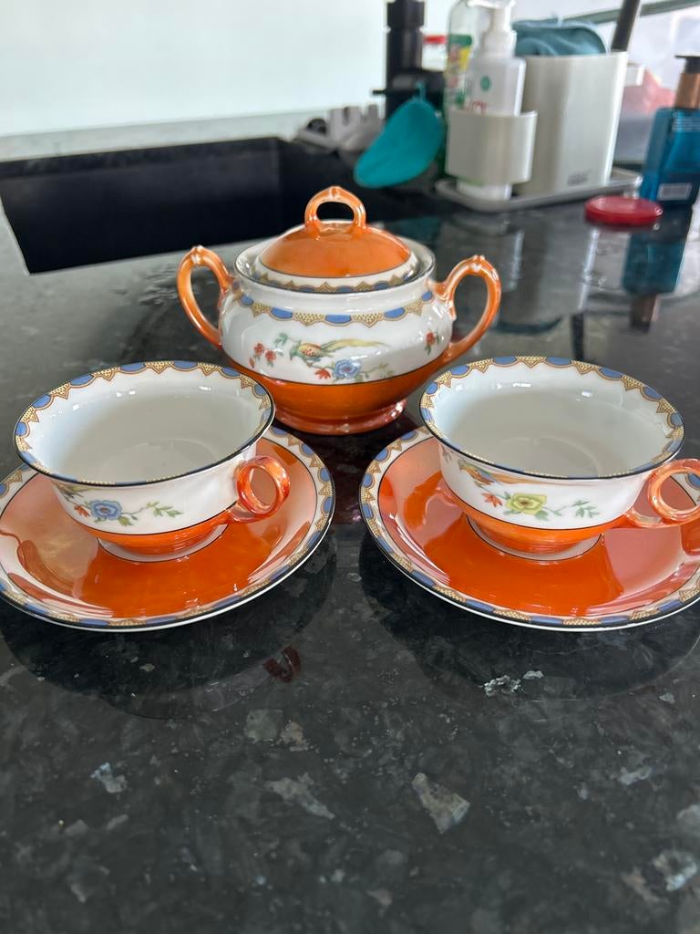 Vintage MZ Altrohlau CMR theekopjes en suikerpot, Ophalen of Verzenden
