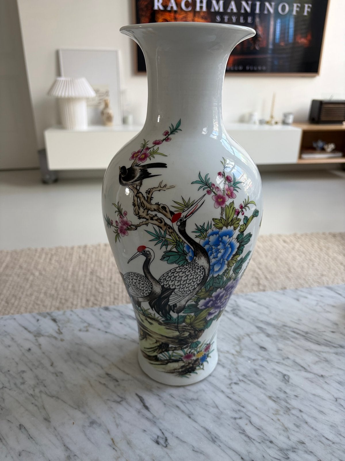 Prachtige Chinese porseleinen vaas met kraanvogels, Antiek en Kunst, Antiek | Vazen, Ophalen of Verzenden