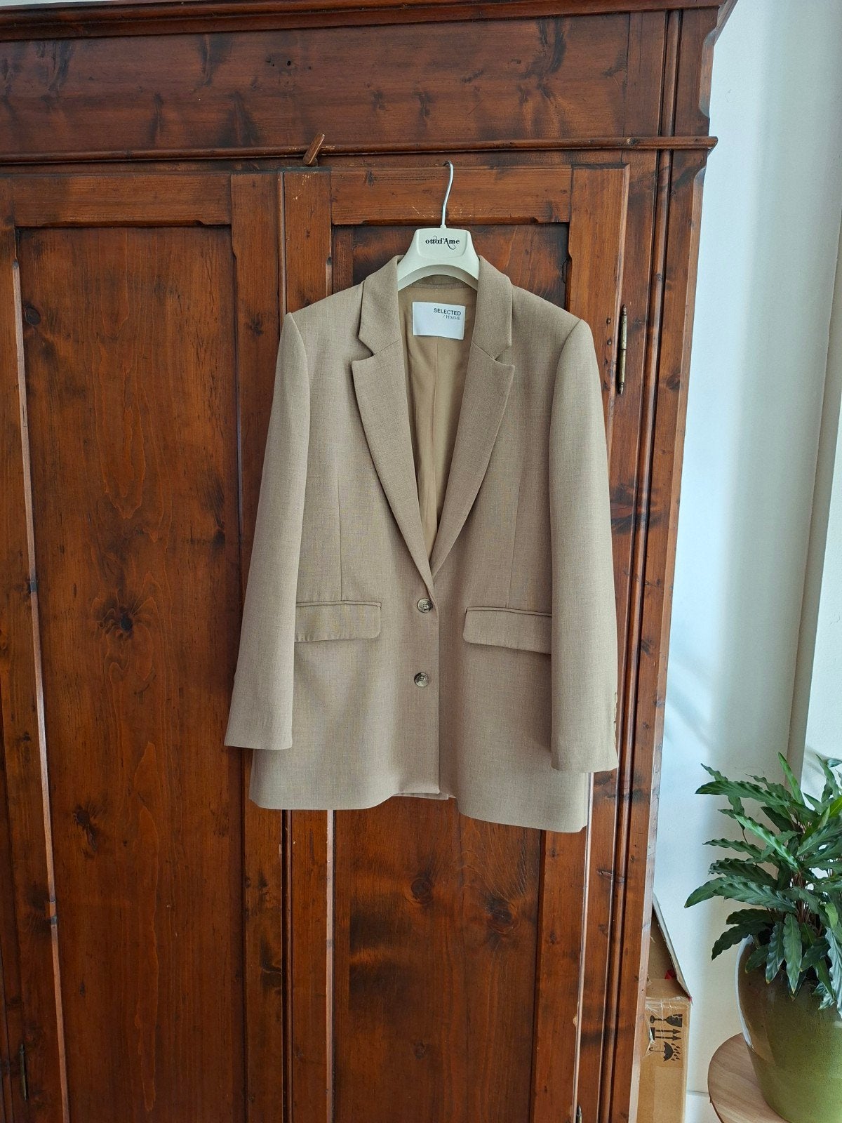 Selected Femme Blazer mt 40 geheel gevoerd Camel beige, Maat 38/40 (M), Beige, Selected Femme, Ophalen of Verzenden