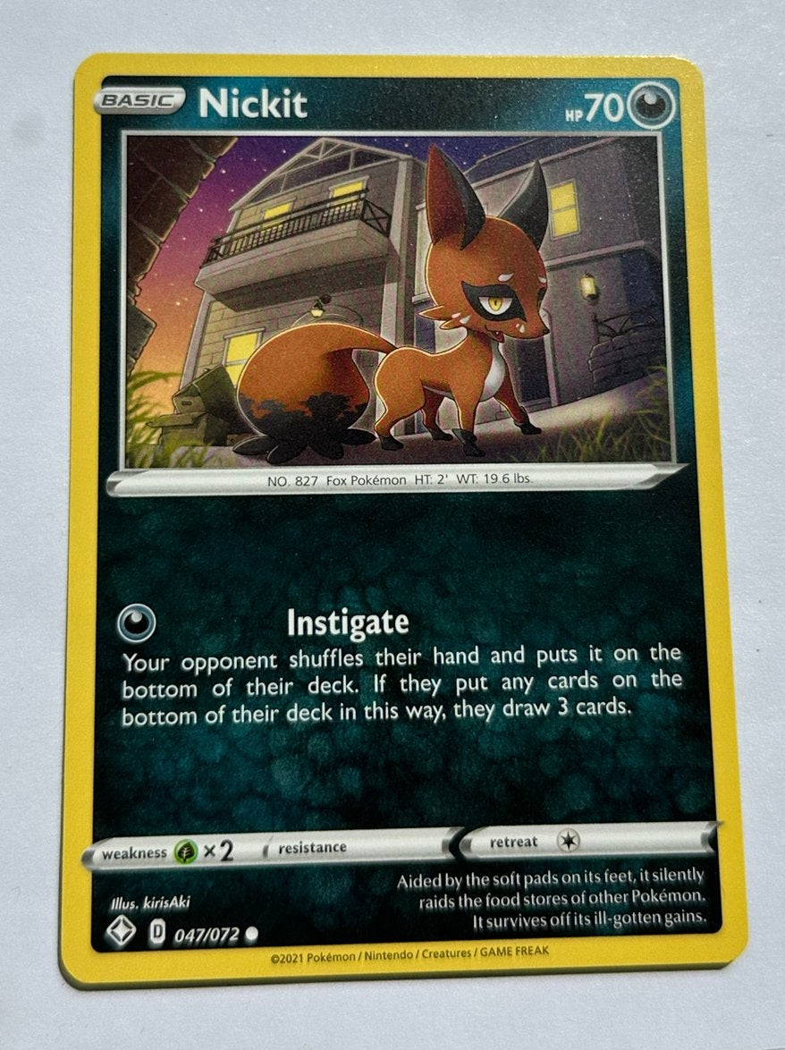 Pokémon Kaart Nickit 047/072 - Zo goed als nieuw, Hobby en Vrije tijd, Ophalen of Verzenden, Zo goed als nieuw, Losse kaart