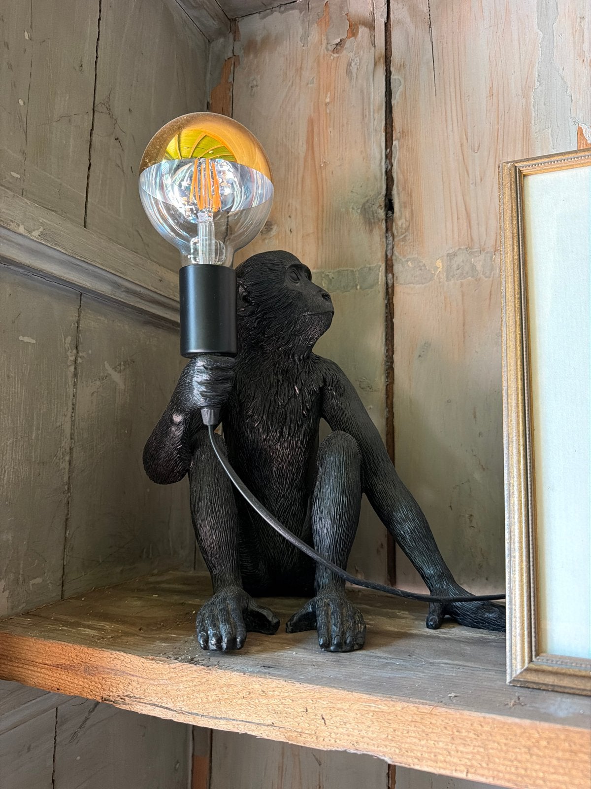Unieke Zwarte Aap Lamp - Decoratieve Tafellam, Ophalen, Kunststof, Zwart, Nieuw