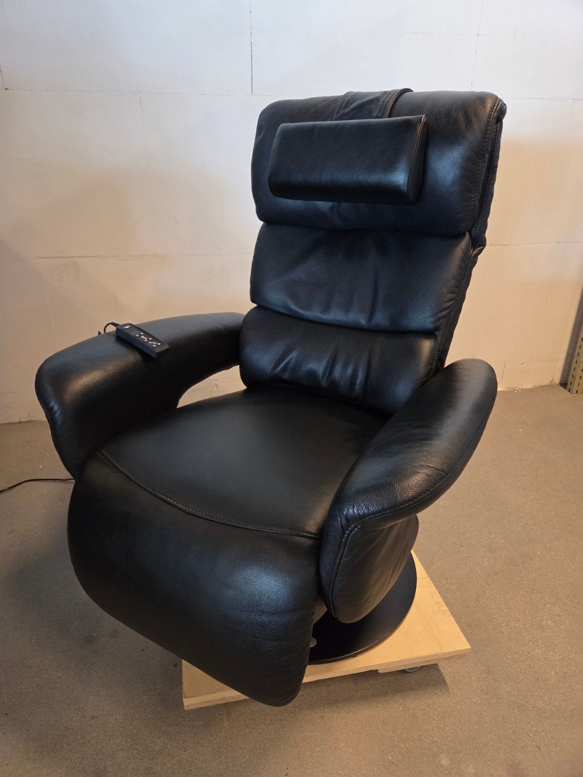 Luxe sta op stoel zwart leer / draaivoet, Ophalen, Minder dan 75 cm, Leer, 50 tot 75 cm
