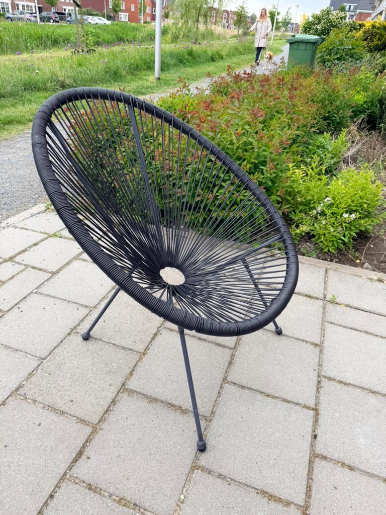 2 Zwarte Acapulco stoel, Huis en Inrichting, Stoelen, Ophalen, Kunststof, Gebruikt, Twee