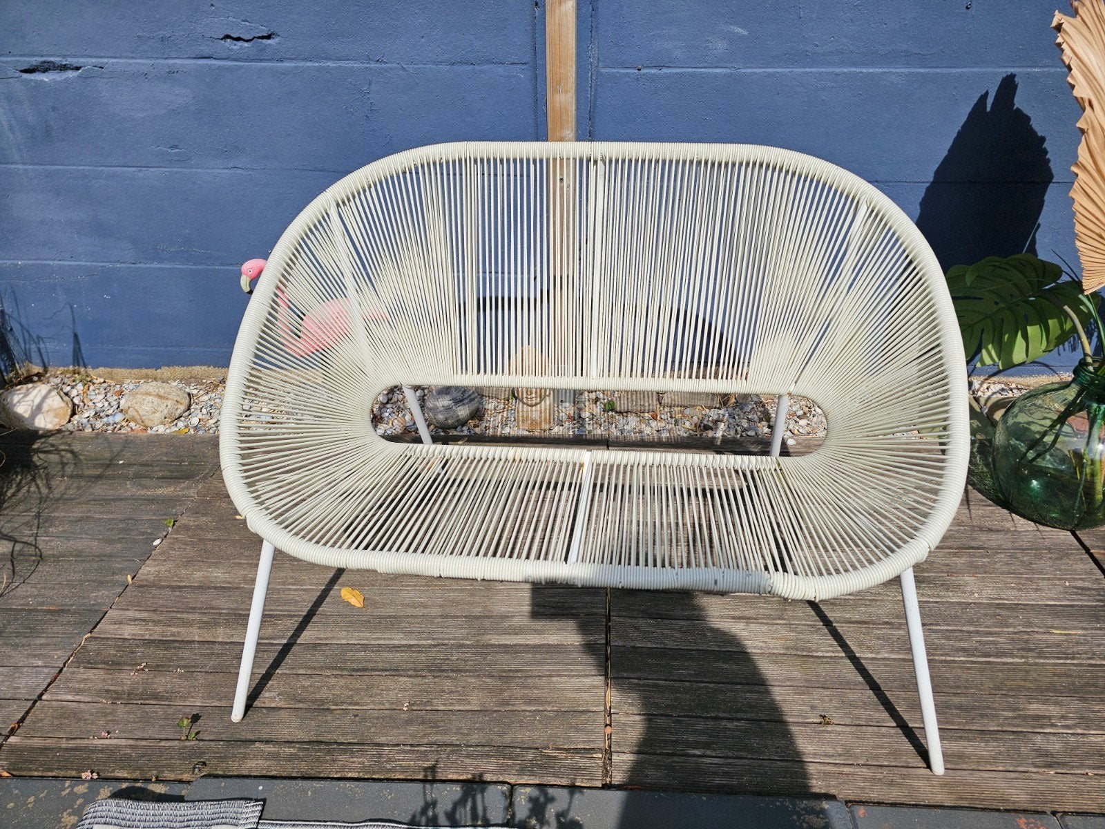 wit draadbankje 117cm, Ophalen, Gebruikt, Kunststof