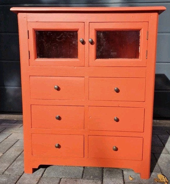 Massief houten kastje - Koraalrood, Ophalen, Gebruikt