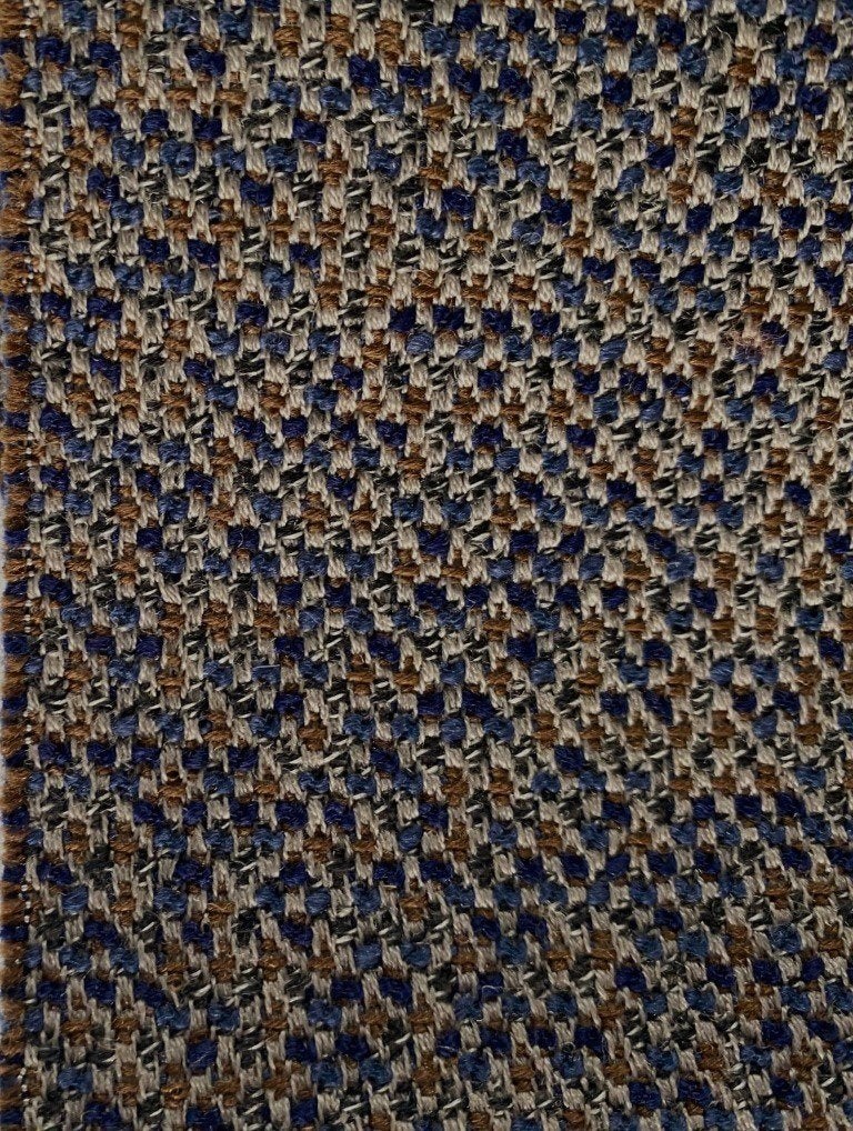 ROHI Mica Crisp; blauw+beige+bruin; 2x restant meubelstof, Wol, Blauw, 120 cm of meer, Nieuw