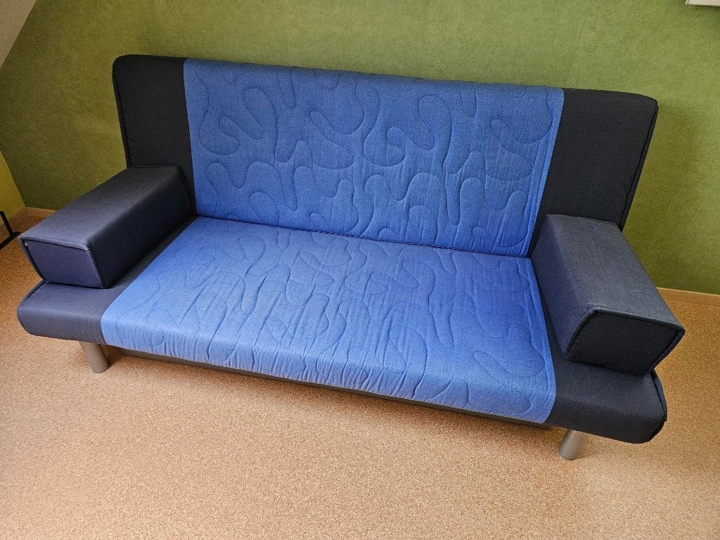 Te Koop Ikea slaapbank Ebbinge in NIEUWSTAAT!, Ophalen, Blauw, Tweepersoons, 140 cm