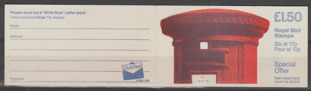 GB 1986 £ 1.50 Stamp Booklet FP1 B Pilar Box Write me Now **, Ophalen of Verzenden, Postfris