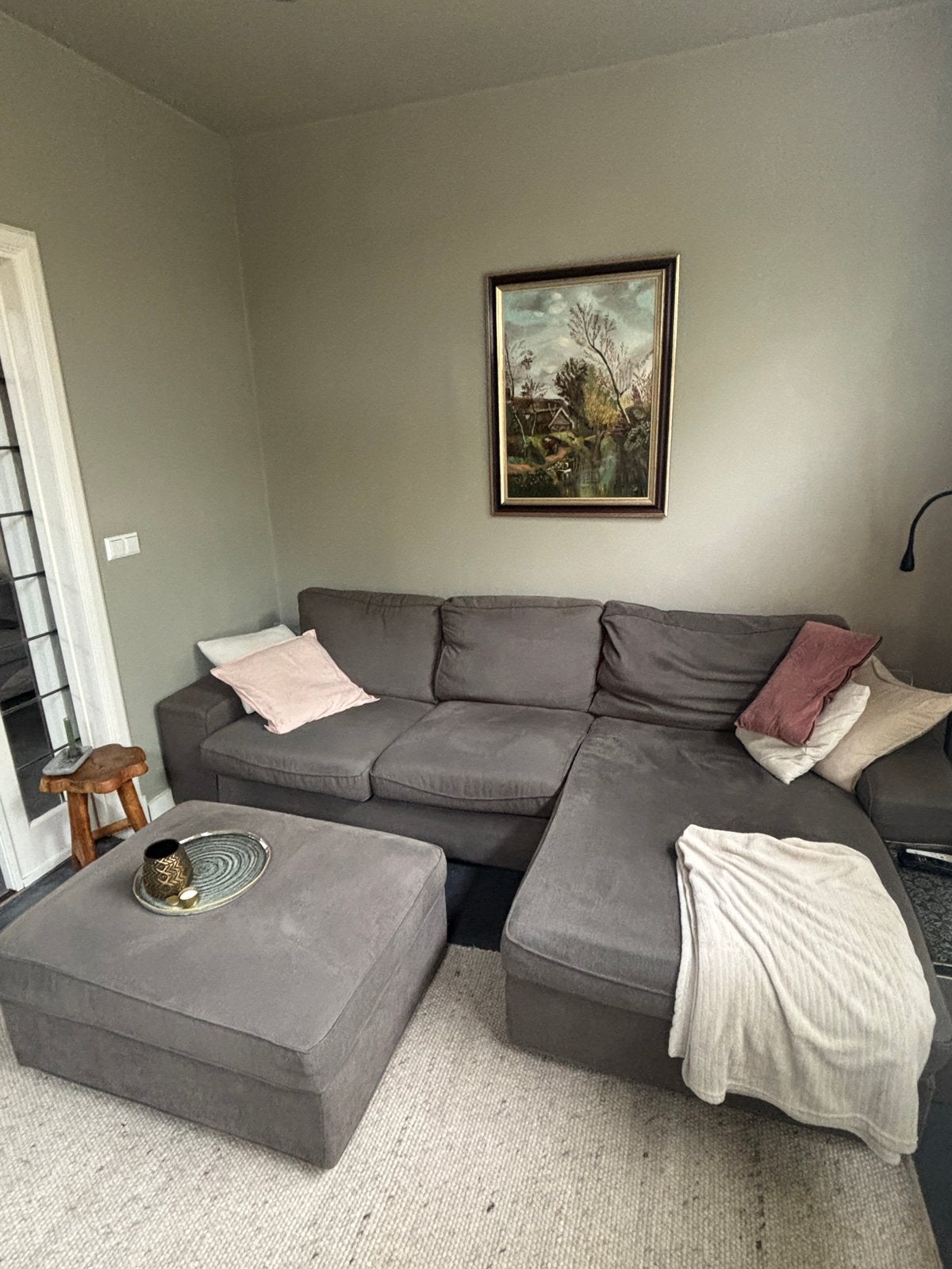 Ikea KIVIk bank incl chaise longue en hocker, Ophalen, Gebruikt