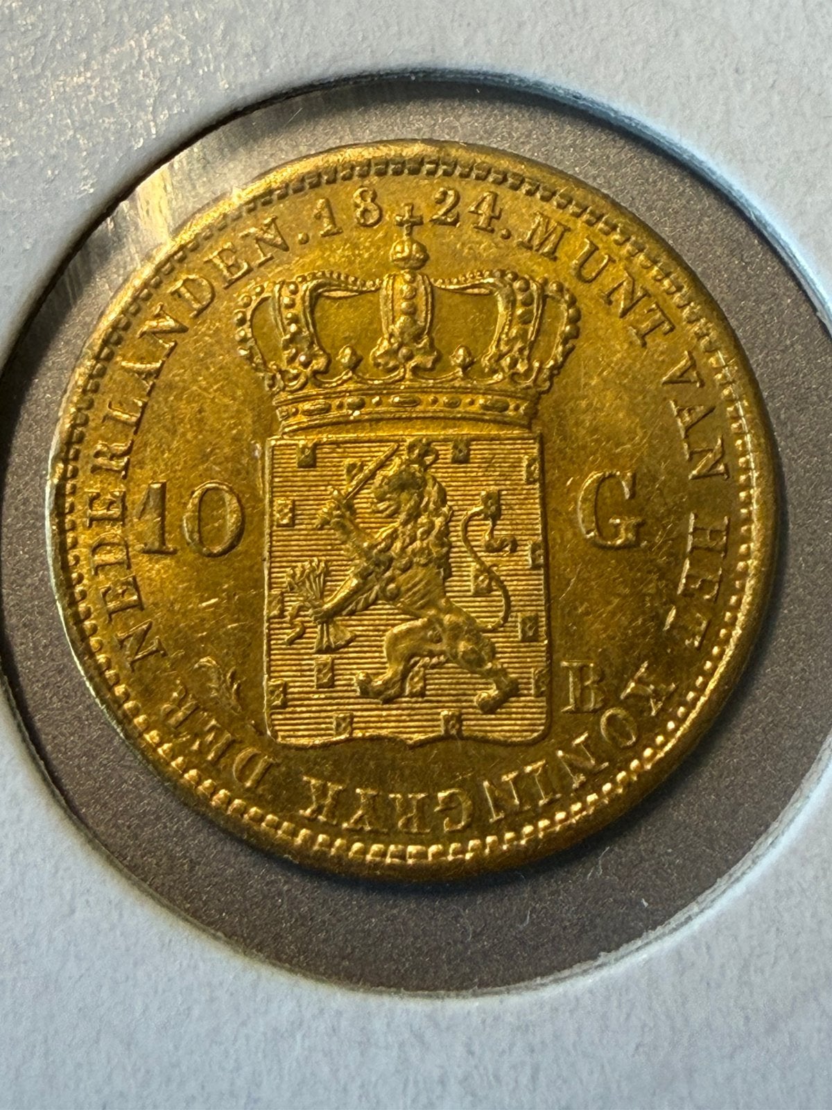 Gouden tientje 1824 B, Postzegels en Munten, Koning Willem I, Losse munt, 10 gulden, Goud