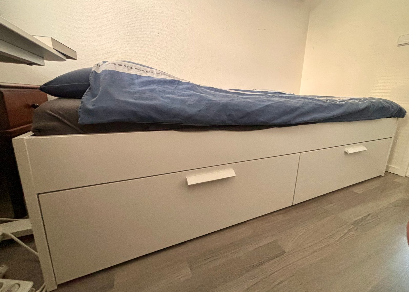 Brimnes Ikea bedframe met opberglade. 90x200cm, Ophalen, 90 cm, Eenpersoons, Wit