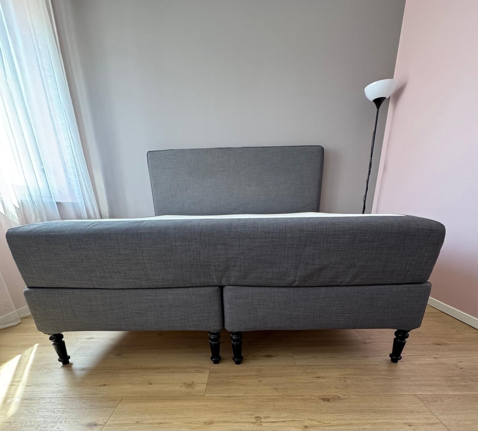 Ikea Dunvik boxspring 180x200 donkergrijs - Topstaat, Ophalen, Tweepersoons, Zo goed als nieuw, 180 cm