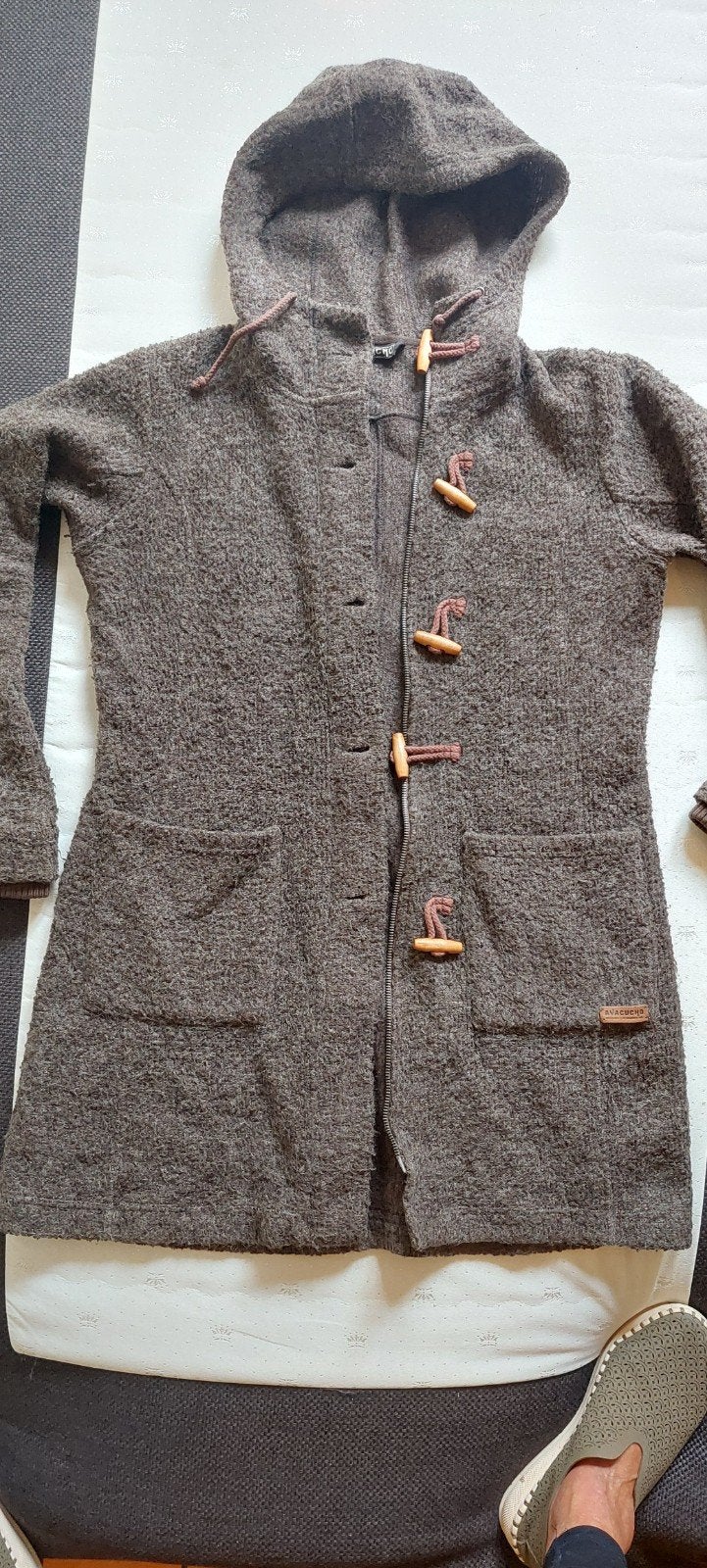 Mooie, wollen parka. Bruin, met rits en houtje, touwtje, Ophalen of Verzenden, Zo goed als nieuw