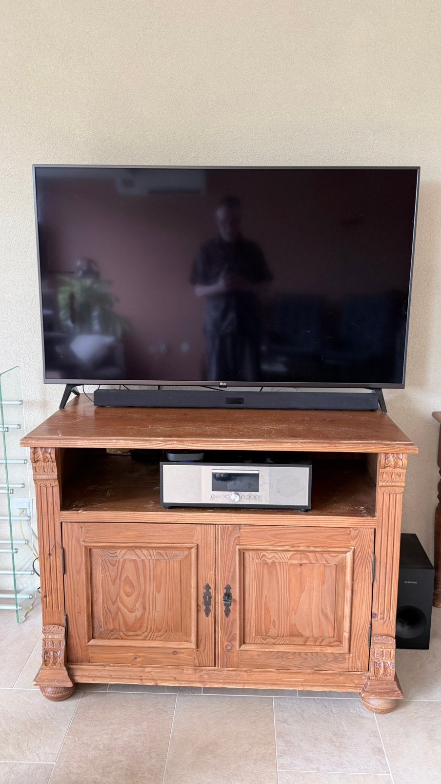 Grenen tv kast vintage, Ophalen, Gebruikt, 100 tot 150 cm, Vintage