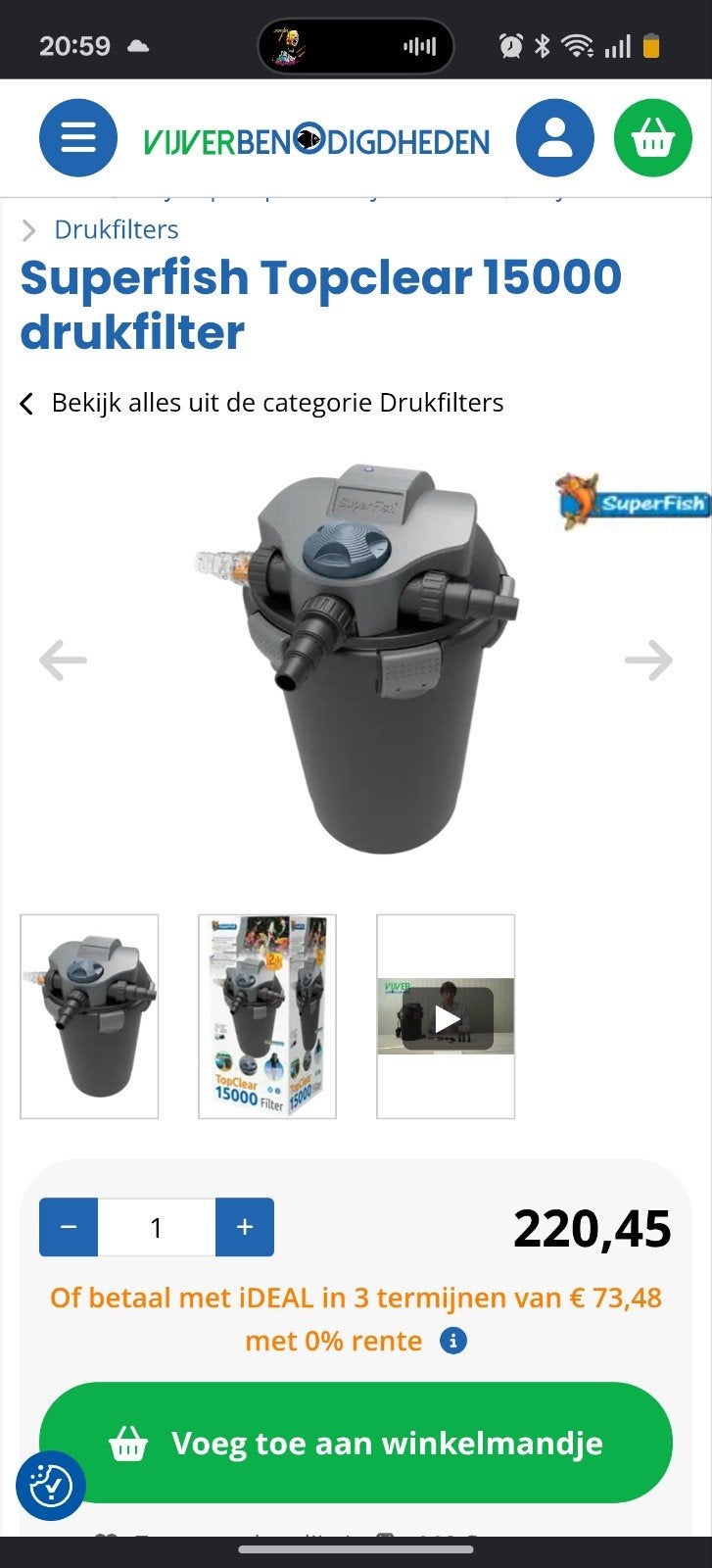 superfish vijver filter + pomp, Ophalen, Zo goed als nieuw