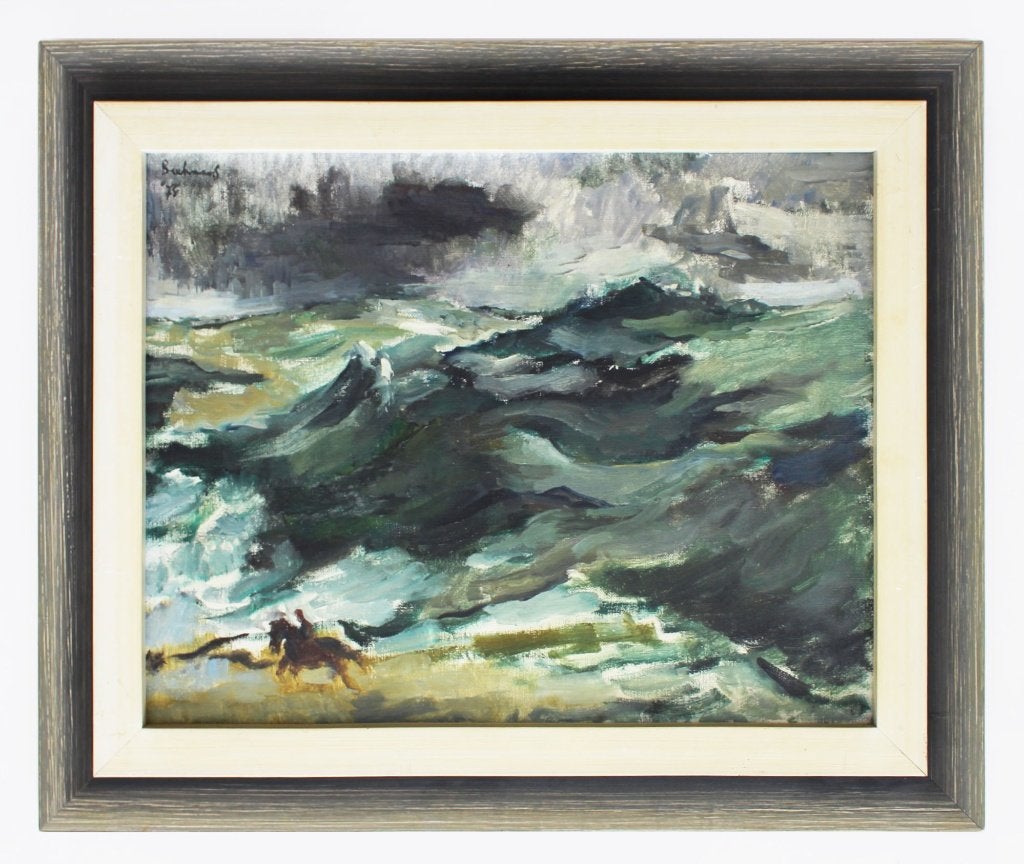 Ad Beekmans - schilderij - 'Ruiter aan Zee', Ophalen, Maritiem / water, Doek, Expressionistisch