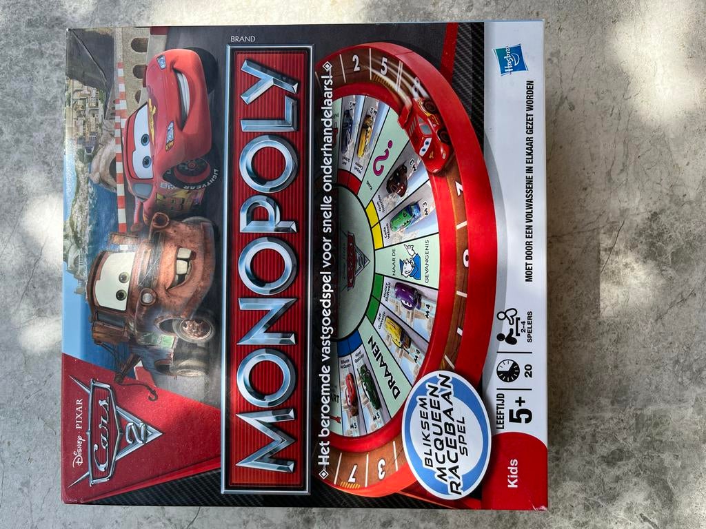 Monopoly Cars Bliksem McQueen Racebaan Spel, Een of twee spelers, Ophalen of Verzenden, Zo goed als nieuw