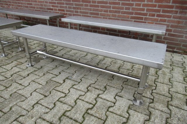 Roestvrij stalen bankje. RVS bank Metro cleanroom, Ophalen, Gebruikt, Twee, Metaal