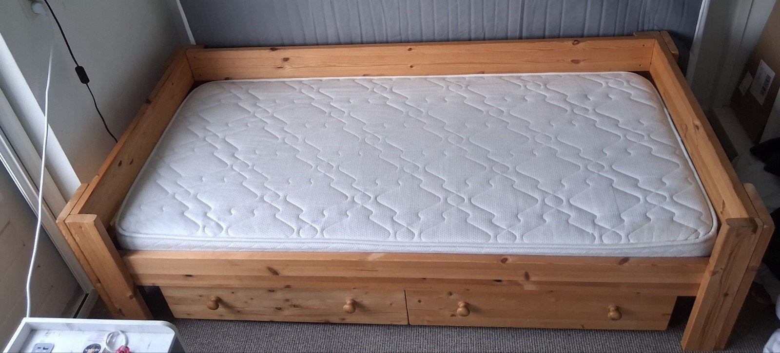 Vurenhouten bed, houtkleur, matrasmaat 180x80 cm, Ophalen, Gebruikt, Overige