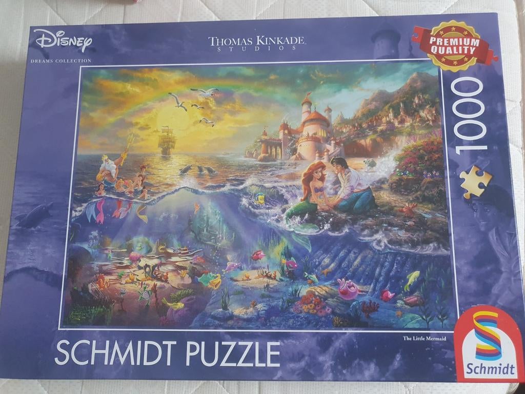 Disney Thomas Kinkade Kleine Zeemeermin Puzzel 1000 stukjes, Ophalen of Verzenden, 500 t/m 1500 stukjes, Zo goed als nieuw, Legpuzzel