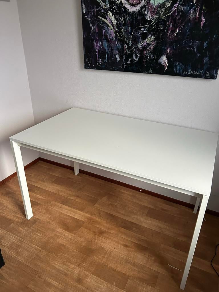 IKEA Melltorp Bureau Tafel Wit 125x75 cm, Ophalen, Overige typen, Gebruikt, Spaanplaat of MDF
