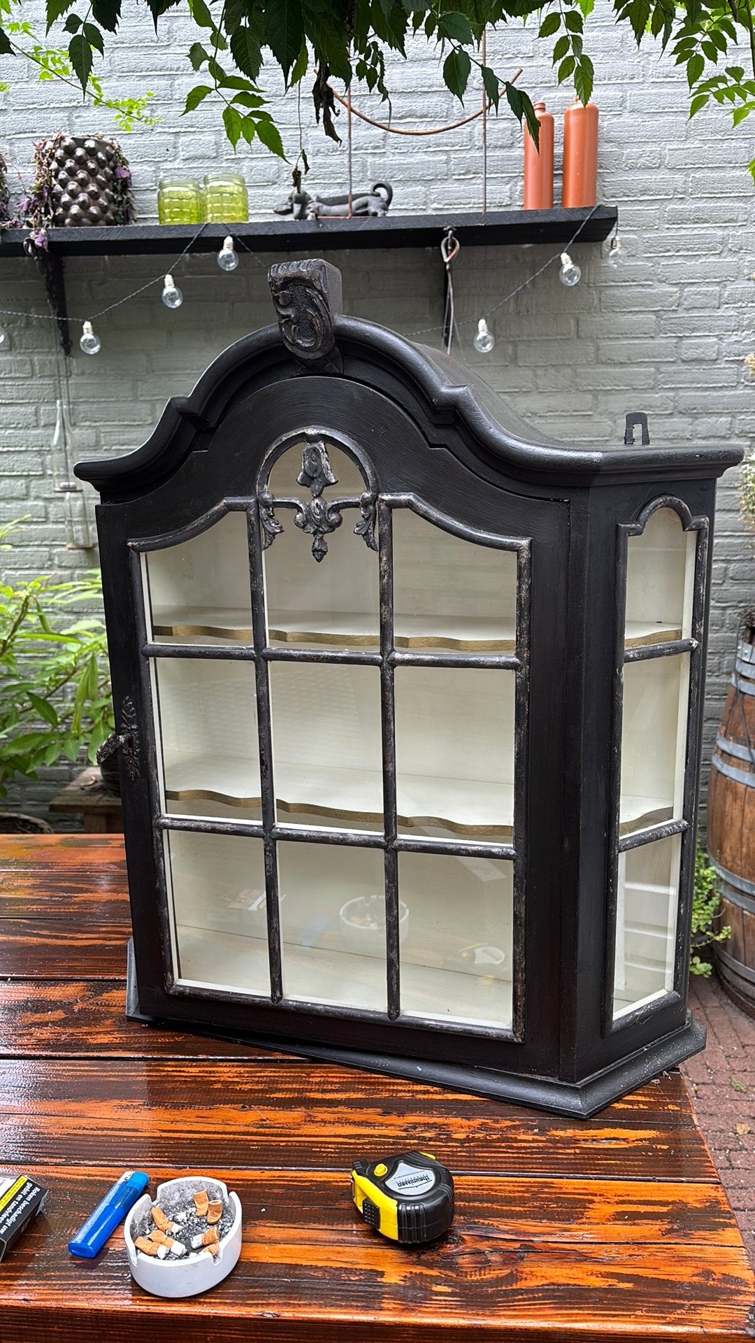 Houten vintage brocante kastje aan muur, Huis en Inrichting, Kasten | Vitrinekasten, Ophalen, Gebruikt, 50 tot 100 cm, Minder dan 25 cm