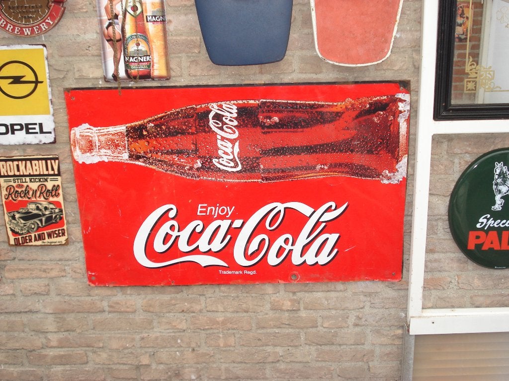 coca cola bord   103  x 66 Cm, Ophalen, Gebruikt, Reclamebord
