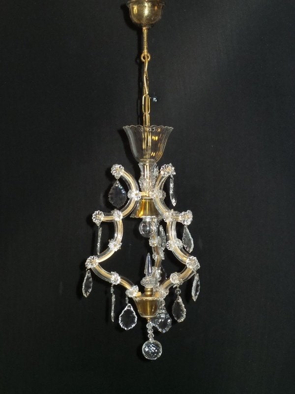 Maria theresia kroonluchter model met facet geslepen pinakel, Ophalen, Gebruikt, E27 (groot)