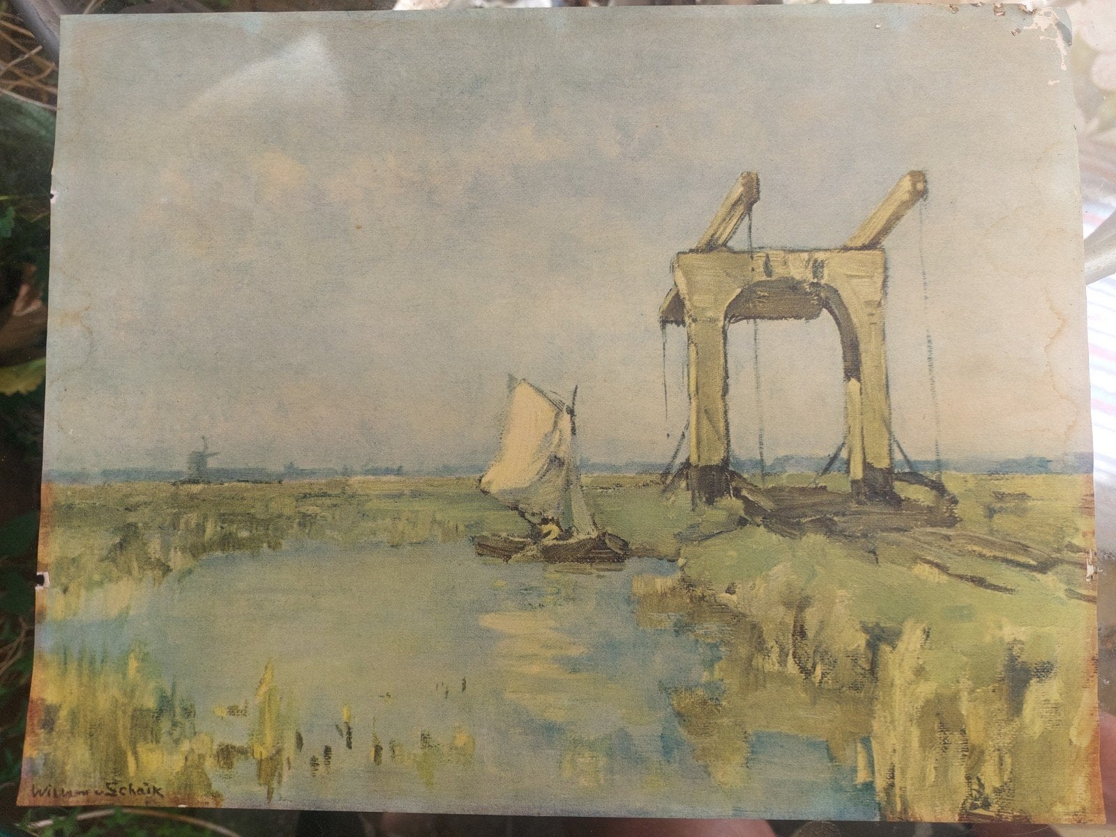 Originele aquarel Willem van Schaik (1874-1938) - Hollands L, Ophalen of Verzenden