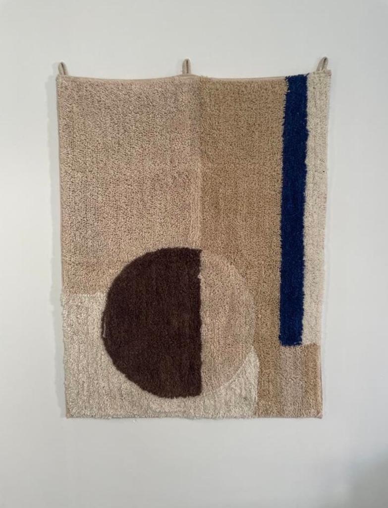 Abstract Wandkleed met Geometrische Vormen, Huis en Inrichting, Ophalen, Gebruikt, Beige, 50 tot 100 cm