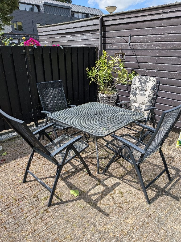 Kettler tuinset: tafel, 4 inklapbare stoelen incl. kussens, Ophalen, Gebruikt, Tuinset, Overige materialen