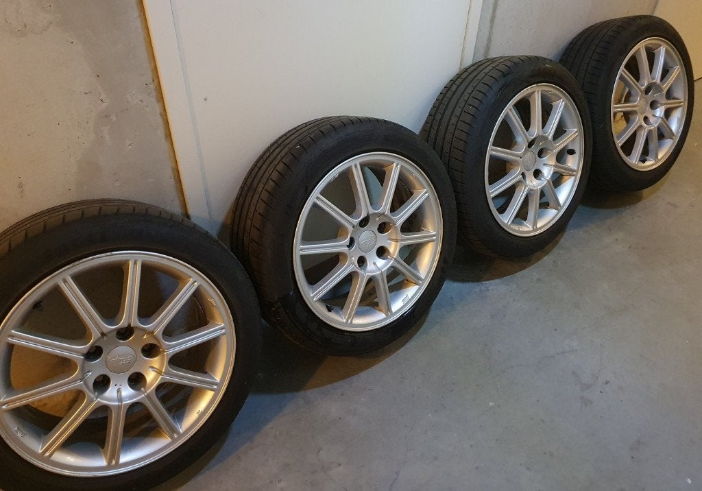 Subaru WRX STi velgen met Goodyear Eagle F1 (225/45/R17), Auto-onderdelen, Banden en Velgen, Ophalen, Gebruikt, Velg(en), 17 inch