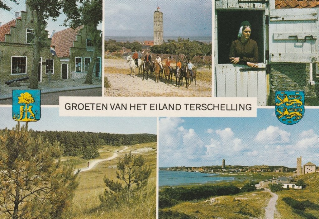 TERSCHELLING Gevels Fietspad Klederdracht Groeten, Verzenden, 1960 tot 1980, Gelopen, Waddeneilanden