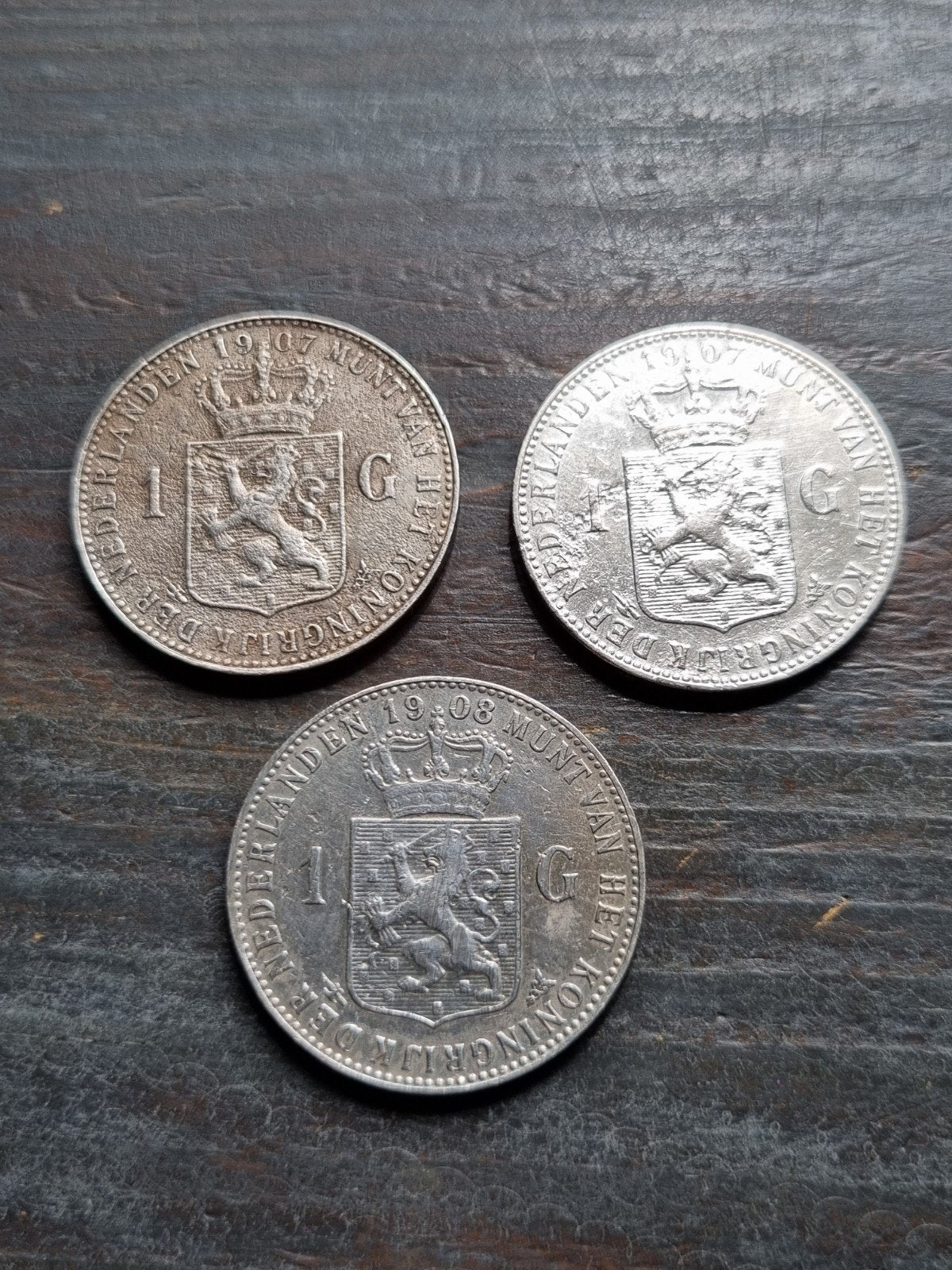3 guldens Wilhelmina 1907 1908, Postzegels en Munten, Munten | Nederland, Ophalen of Verzenden, Koningin Wilhelmina, 1 gulden