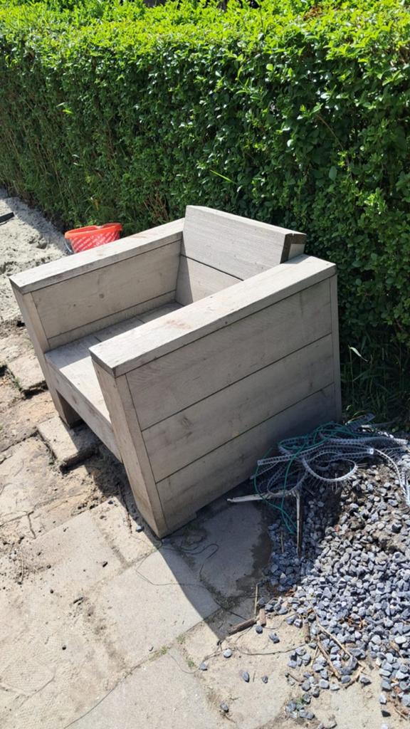 GRATIS Mooie hardhouten/steigerhouten stoel voor in de tuin, Ophalen of Verzenden, Gebruikt, Hout