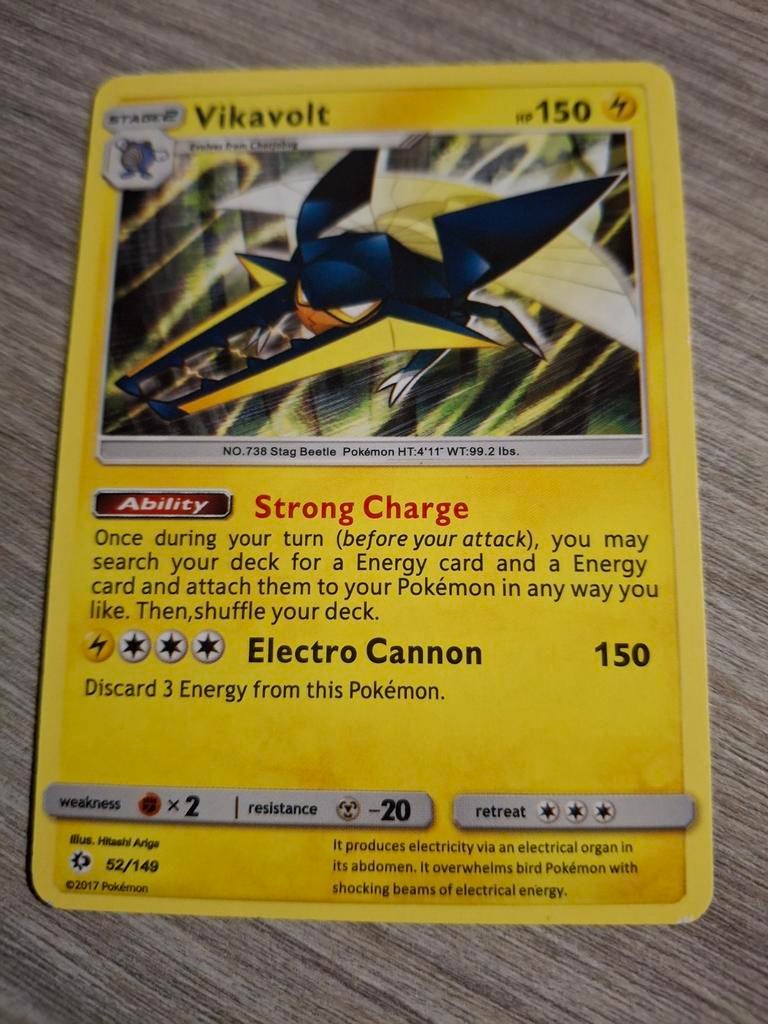 Pokémon Kaart Vikavolt 52/149 - Sun & Moon, Ophalen of Verzenden, Zo goed als nieuw, Losse kaart