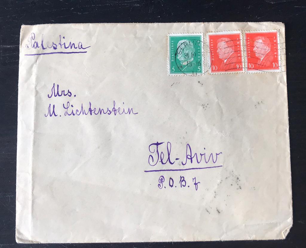 Enveloppe Duitse Rijk naar Tel Aviv, Ophalen of Verzenden, Envelop