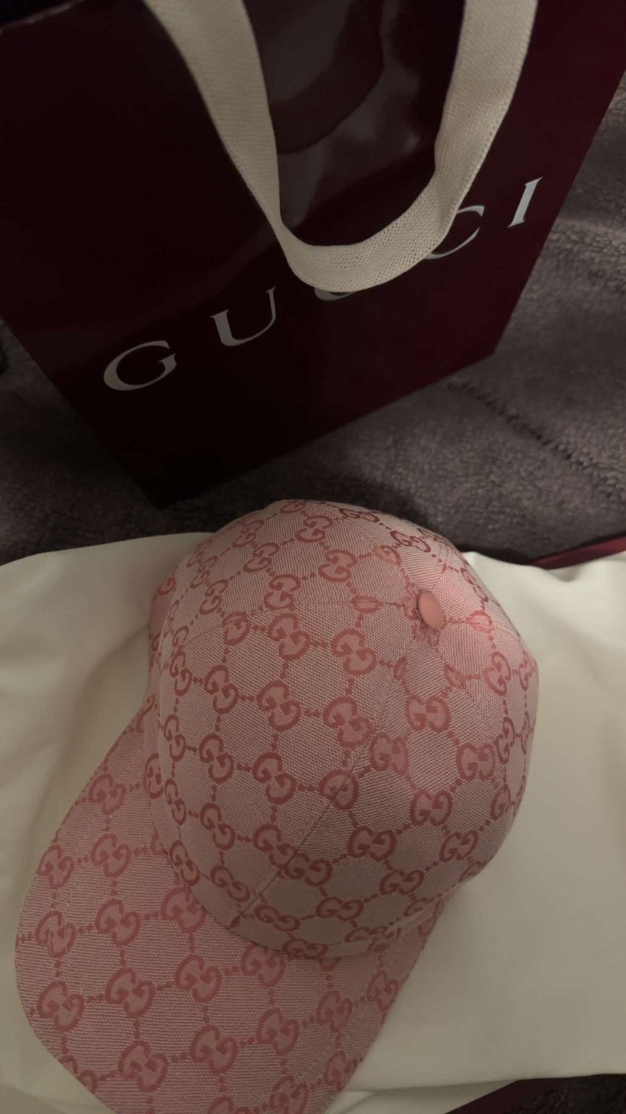Originele Gucci GG Cap Roze – 100% Authentiek, Ophalen of Verzenden, Zo goed als nieuw