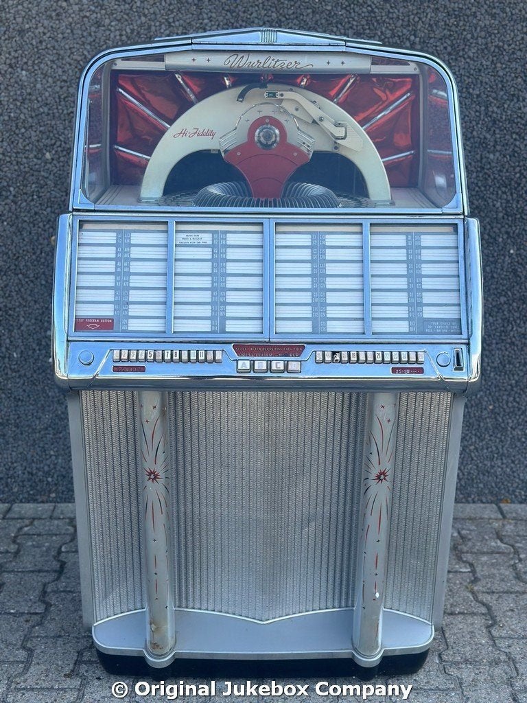JUKEBOX: rode uitvoering WURLITZER model 1800 jukebox, Ophalen, Gebruikt, 1950 tot 1960, OJC