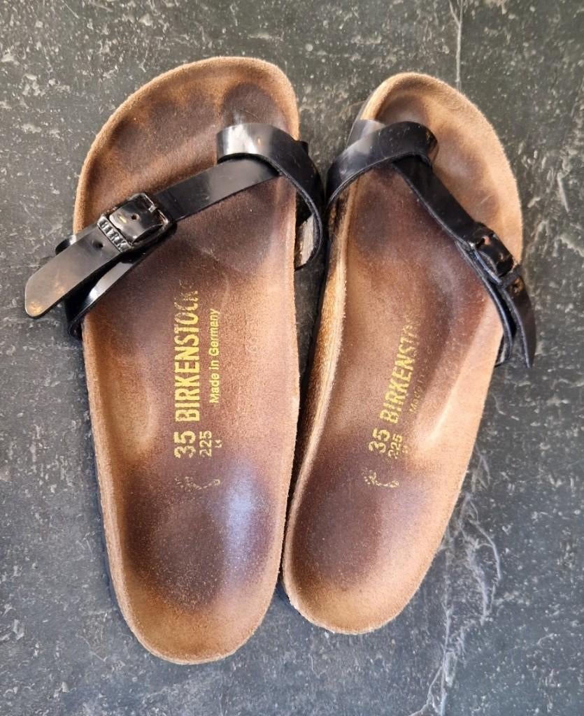 te koop Birkenstock slippers maat 35, Zwart, Zo goed als nieuw, Birkenstock, Ophalen