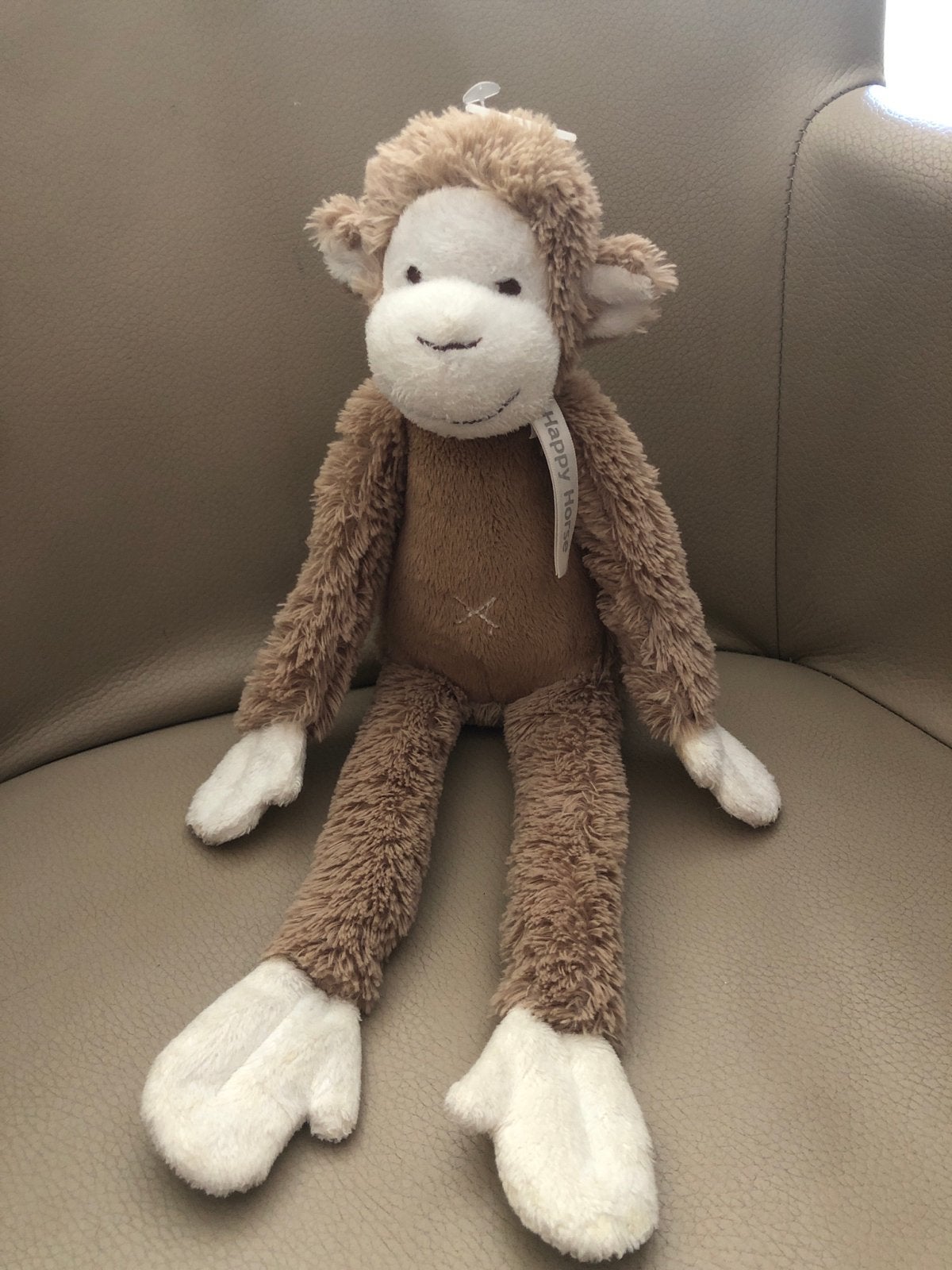 Happy Horse Aap Knuffel Bruin Wit Zo Goed Als Nieuw, Overige karakters, Happy Horse, Ophalen of Verzenden, Middelgroot (20 tot 80 cm)