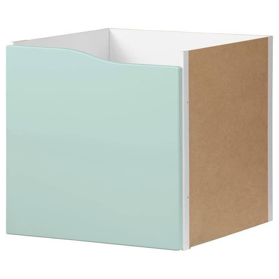KALLAX Inzet met deur, gegolfd/licht grijsblauw, 33x33 cm, Ophalen, 25 tot 50 cm, Minder dan 150 cm, Minder dan 100 cm