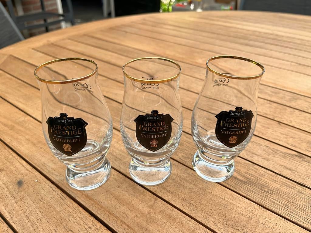Hertog Jan Grand Prestige Vatgerijpt proefglazen (3 stuks), Ophalen of Verzenden, Zo goed als nieuw